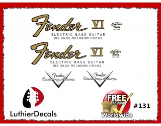 Fender Electric Bass VI Guitar Decal #131